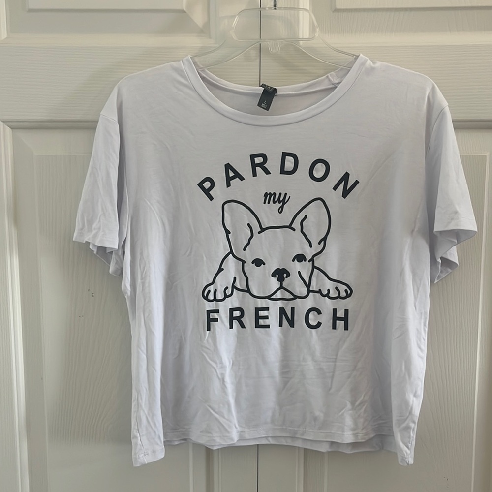 “Pardon my French” French Bulldog Graphic Tee-Size Large